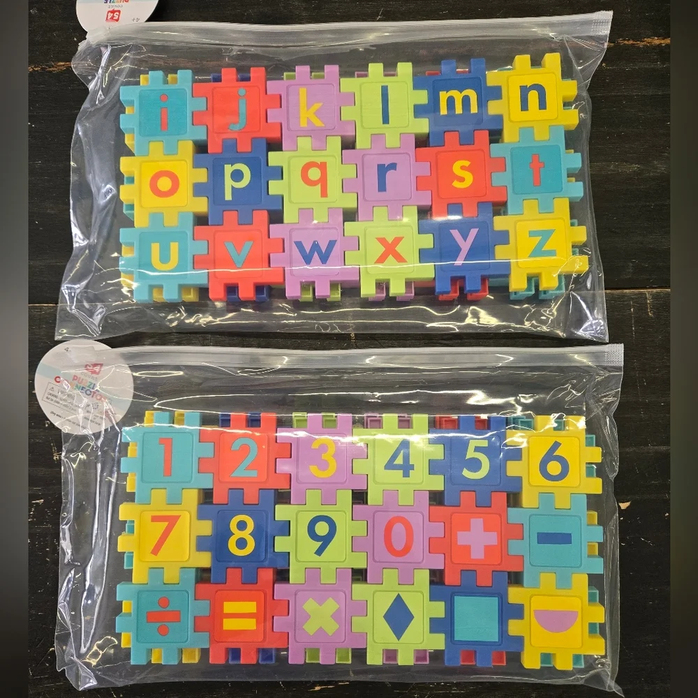 Colorful Alphabet and Number Puzzle Connectors